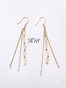 k18 long earrings 3 ream 