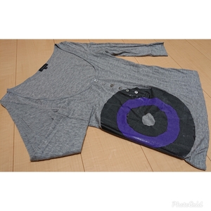 ★theory セオリー　七分袖Tシャツ　サイズ２　グレー★USED美品　クリックポストにて発送