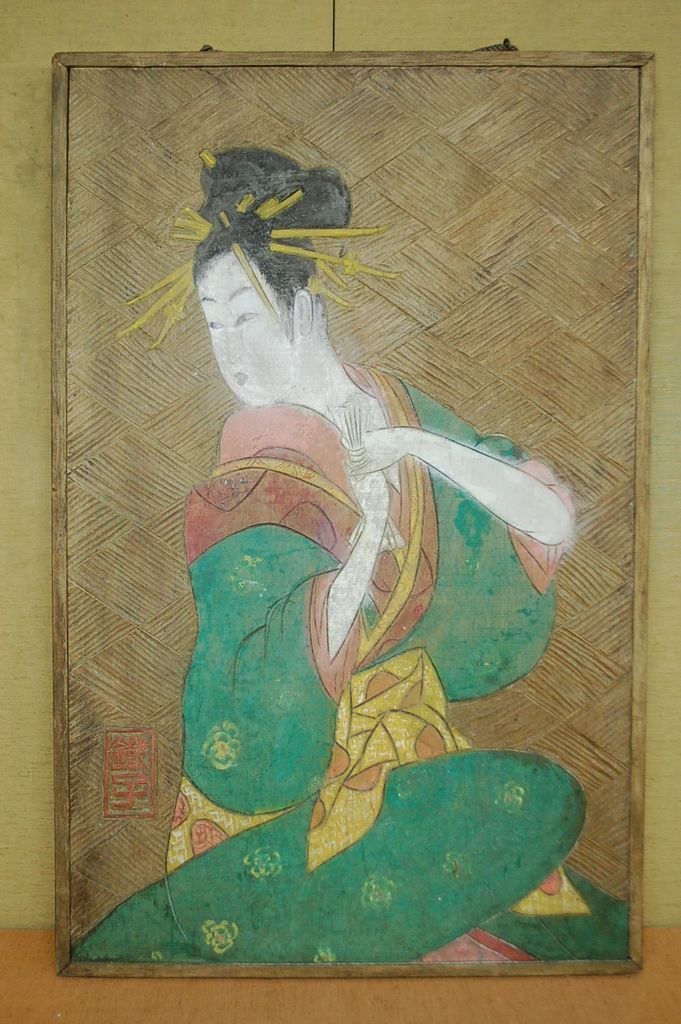 Старая скульптура Красивая женщина рисует Тэцую AZ25B1-F9, произведение искусства, рисование, портрет
