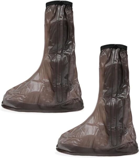 *レッグカバー 雨よけ 雨具 登山 防水 ブラウン シューズカバー ロング丈 ずり落ち防止 防水 泥よけ