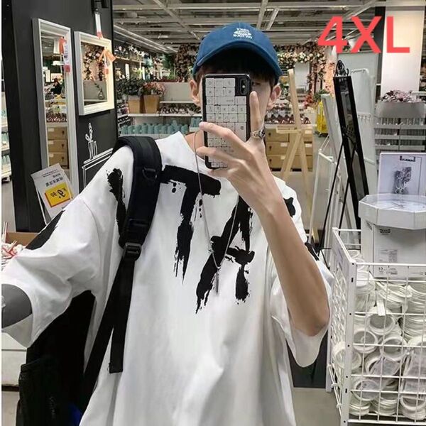 JUAS058メンズtシャツ ティーシャツ 韓国風 五分丈袖 丸首 大きいサイズ ゆったり 英文字 夏