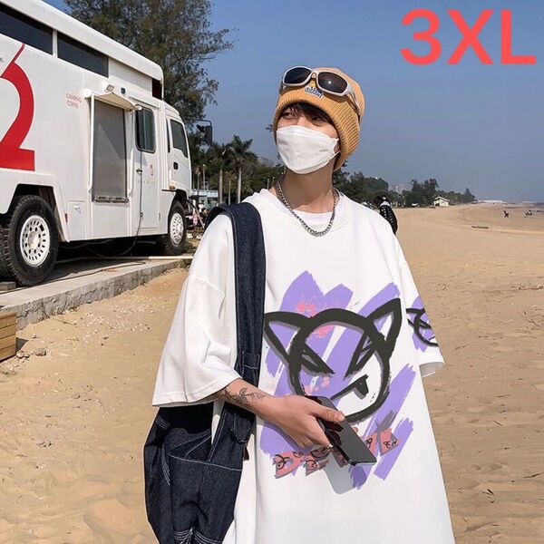 JUAS015メンズTシャツ ティーシャツ 韓国風 半袖 丸首 ゆったり 大きいサイズ プリント夏 メンズファッション かっこいい