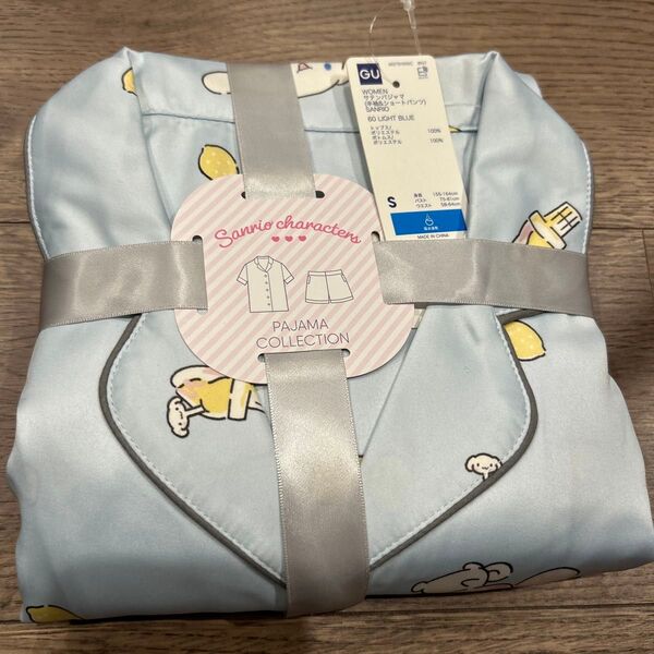 GU サテンパジャマ 新品 シナモンロール 半袖 ショートパンツ サンリオ ルームウェア サテンパジャマ
