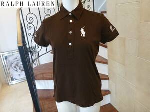  прекрасный товар Ralph Lauren Golf одежда чай Brown XS рубашка-поло с коротким рукавом 