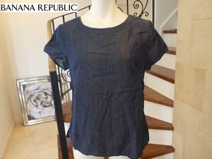 1.2万 美品 BANANA REPUBLIC　バナナリパブリック★ デニム風薄手生地　半袖カットソー　M相当