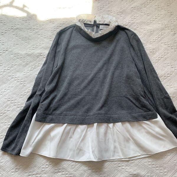 hyphen world gallery イーハイフン トップス 長袖 つけ襟 グレー カットソー