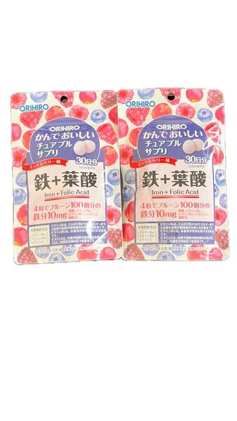 オリヒロ かんでおいしいチュアブルサプリ 鉄+葉酸 120粒