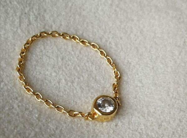チョコフィオーレ K18YG ダイヤモンドチェーンリング 0.12ct 12号