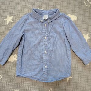 H&M 75cm シャツ ライトブルー ベビー フォーマルにも
