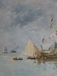 Art hand Auction Eugene Boudin, TROUVILLE. LES JETEES. MAREE HAUTE., Overseas version super rare raisonné, Brand new high quality framed, free shipping, Good condition, y321, painting, oil painting, Nature, Landscape painting