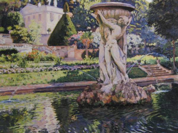 Theo van Rysselberghe, LA MADRAGUE (JARDIN AVEC VILLA AND FONTAINE), Overseas edition, extremely rare, raisonné, Brand new with high-quality frame, free shipping, In good condition, y321, Painting, Oil painting, Nature, Landscape painting