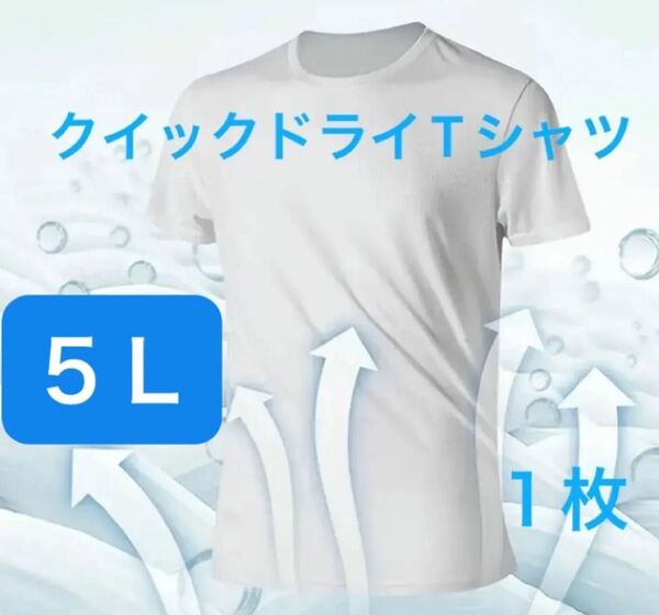 白5Lサイズ1枚【200円OFFクーポンご利用で300円】乾きが早い!半袖クイックドライTシャツ ホワイト XXXXL