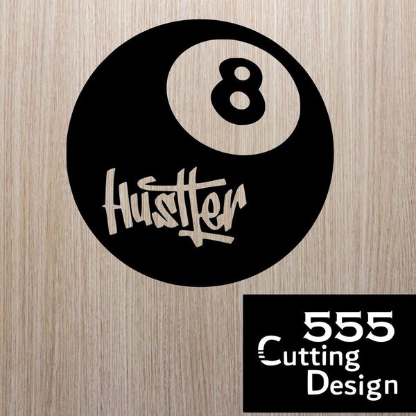 HUSTLER ハスラー8ボール カッティングステッカー黒