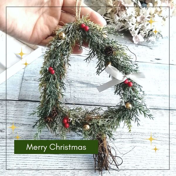 【ミニサイズ】クリスマスツリーのクリスマスリース ミニリース 造花 Xmas飾り オーナメント ガーランド 壁飾り インテリア