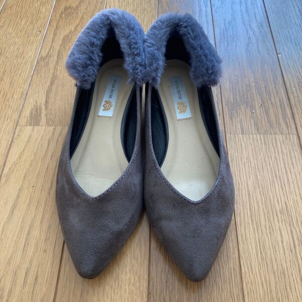 【試着のみ美品】MUSE WINKファー付きパンプス ローヒール 22.5