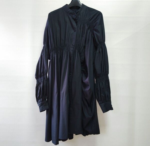 GURE ロングシャツワンピース アシンメトリー ブラック 変形 レディース 長袖