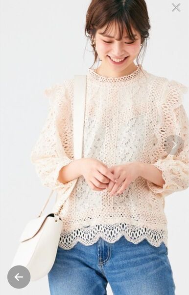 【natural couture】 7分袖ブラウス オフホワイト FREE