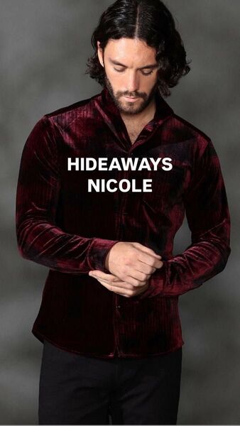 バーガンディ ベロア 長袖シャツ ハイダウェイ hideaways nicole