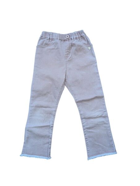 apres les cours くすみピンク フリンジ ストレッチデニム 120 バックリボン