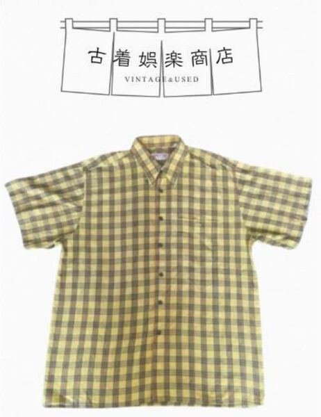 値下げ交渉OK ヴィンテージ 古着 JOHN.F.GEE チェックシャツ 秋服 シャツ 半袖シャツ チェック イエロー ユーズド