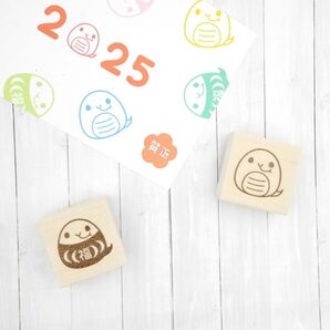 【選べるデザイン】まんまるへび(巳)、ダルマはんこ(年賀状スタンプ)