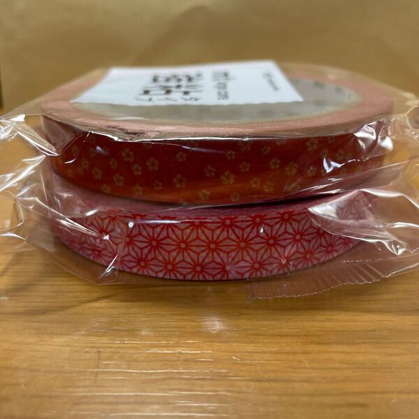 mt large core 強粘タイプマスキングテープ(ねじり梅赤橙、麻の葉朱赤)