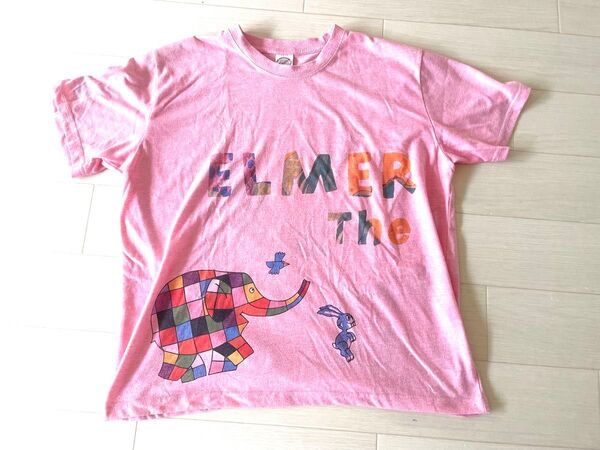 エルマーのぼうけん Tシャツ ピンク 保育士Tシャツ 大きめ キャラクターTシャツ
