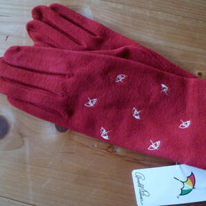 新品♪アーノルドパーマー♪傘刺繍が素敵な手袋♪赤♪２１ｃｍ♪日本製♪レナウン♪格安！ラスト