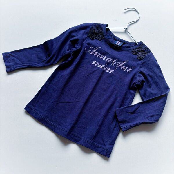 ANNA SUI mini アナスイミニ ロンT 長袖Tシャツ カットソー トップス パ-プル レ-ス 100cm 秋服