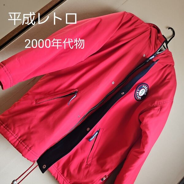 【平成レトロ/2000年物】FEMALE LEYTON FL レディースジャンパー 赤色 レッド バックプリントナイロンジャンパー