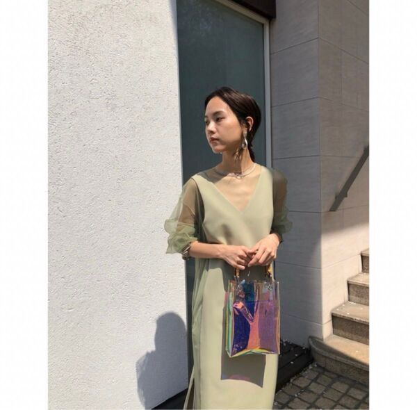 Ameri TULLE DOCKING DRESS チュールドッキングドレス