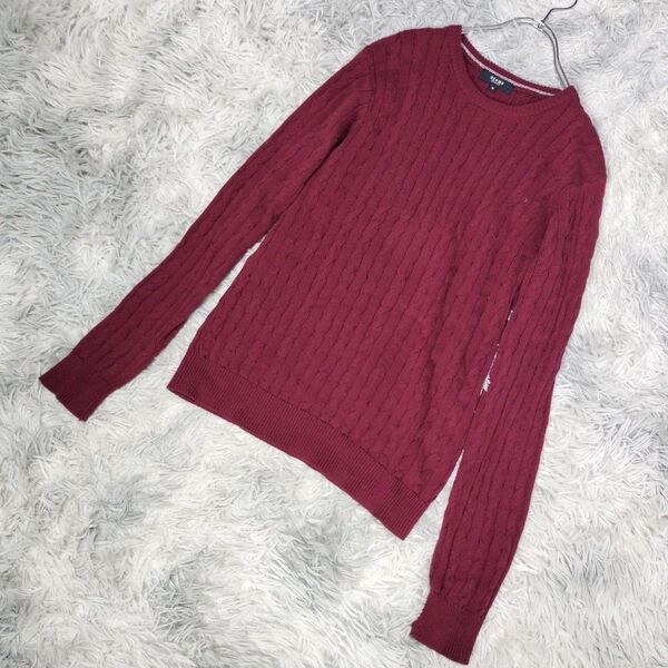 良品【BEAMS HEART】ケーブルニット(M) セーター トップス クルーネック メンズ シンプル