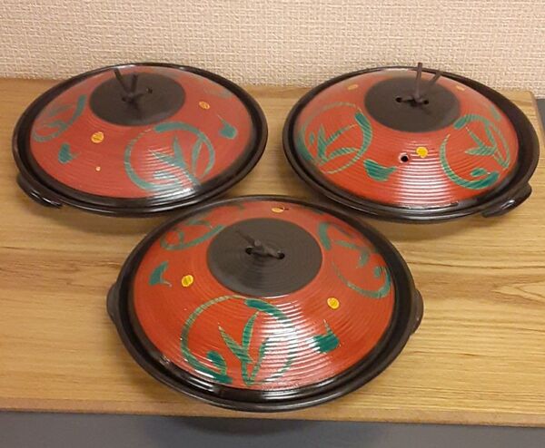 美濃焼手描き陶板焼き三個セット 調理器具 鍋