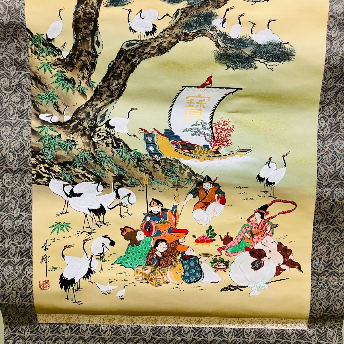 江戸時代 掛軸（吉村孝敬）鶴之図（骨董/古美術）（竹内栖鳳の