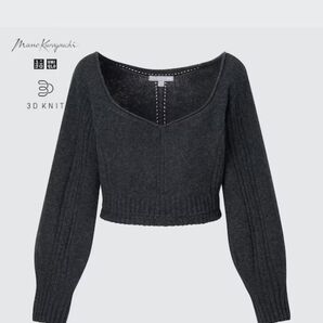 【タグ付き・未使用】mamekurogouchi×ユニクロ 3Dボリュームスリーブセーター dark gray XXL