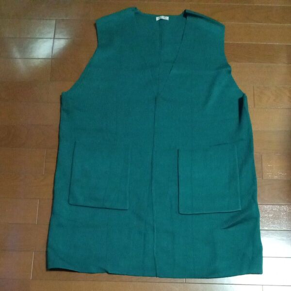 新品 ロング ニットベスト Vネック