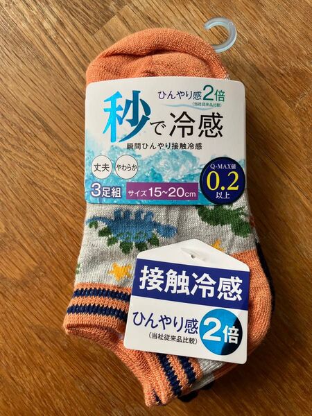 冷感靴下 キッズ 3足組 恐竜柄