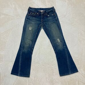 true religion ポケット刺繍 フレアデニムパンツROW25SEAT33
