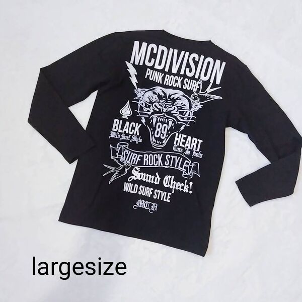 MCD 長袖 黒 刺繍 ロンT バックプリント Lサイズ 長袖Tシャツ