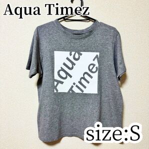 Aqua Timez ライブ グッズ Tシャツ Sサイズ グレー ロゴ アクア プリント 半袖 アクア タイムズ クルーネック