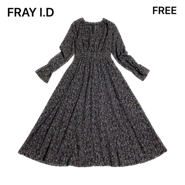 FRAY I.D ロングワンピース 花柄 Vネック Aライン フリーサイズ