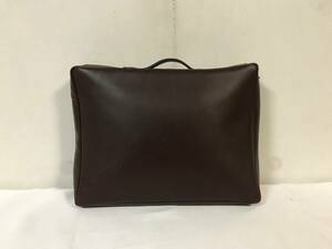  as good as new genuine article Hirofu HIROFU original leather business personal computer case hand clutch bag second bag tea Brown men's lady's travel travel 