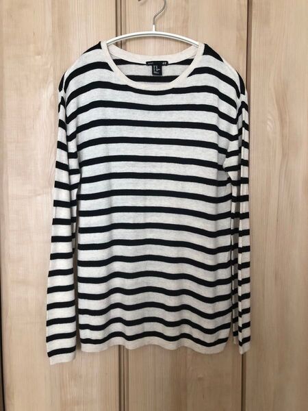 【H&M】ボーダー クルーネックニット 長袖 XS