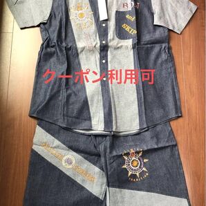 BONSKIP デニム 半袖シャツジャケット ハーフパンツ セット オーバーサイズ 2L 新品未使用