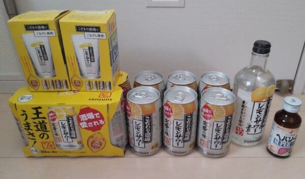 SUNTORY こだわり酒場 まとめ売り レモンサワー レモンサワーの素 レモンサワーグラス ヘパリーゼスーパー(おまけ)