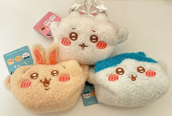 ちいかわ キャラメルポーチ ハチワレ うさぎ 3点セット プライズ もこもこポーチ
