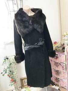  Lady's M size :ma dam Hiroko *Madame Hiroko* mouton coat / sheep leather long coat 