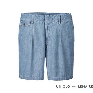 【新品・L】ユニクロ×ルメール UNIQLO AND LEMAIRE MEN シャンブレータックショートパンツ 短パン リゾート　初期　ブルー　