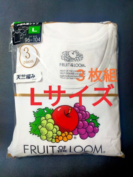 Lサイズ!3枚組 インナー Tシャツ FRUIT OF THE LOOM フルーツ オブ ザルーム 肌着 下着 丸襟 白無地