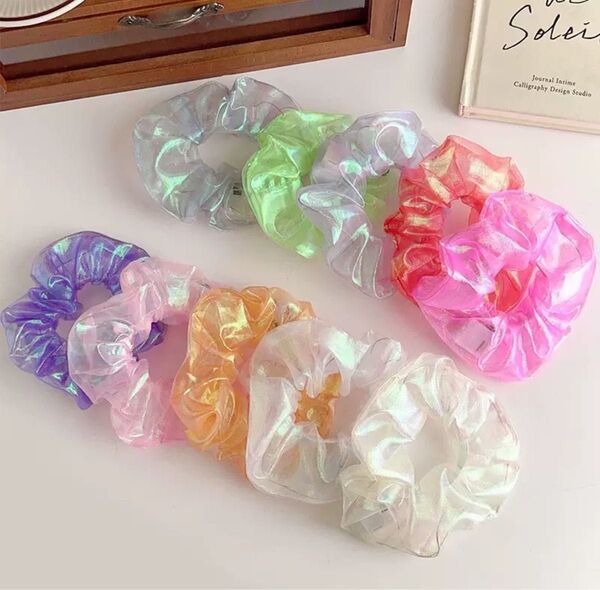 ★新品未使用★ ライト付き シースルーシュシュ 10個セット